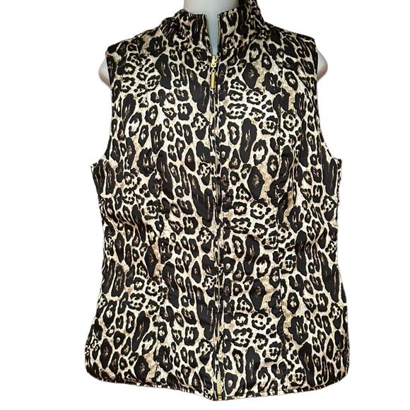CB casual Jackets & Blazers - CB Women’s Size Medium Reversible Leopard to Brown Full Zip Sleeveless Vest